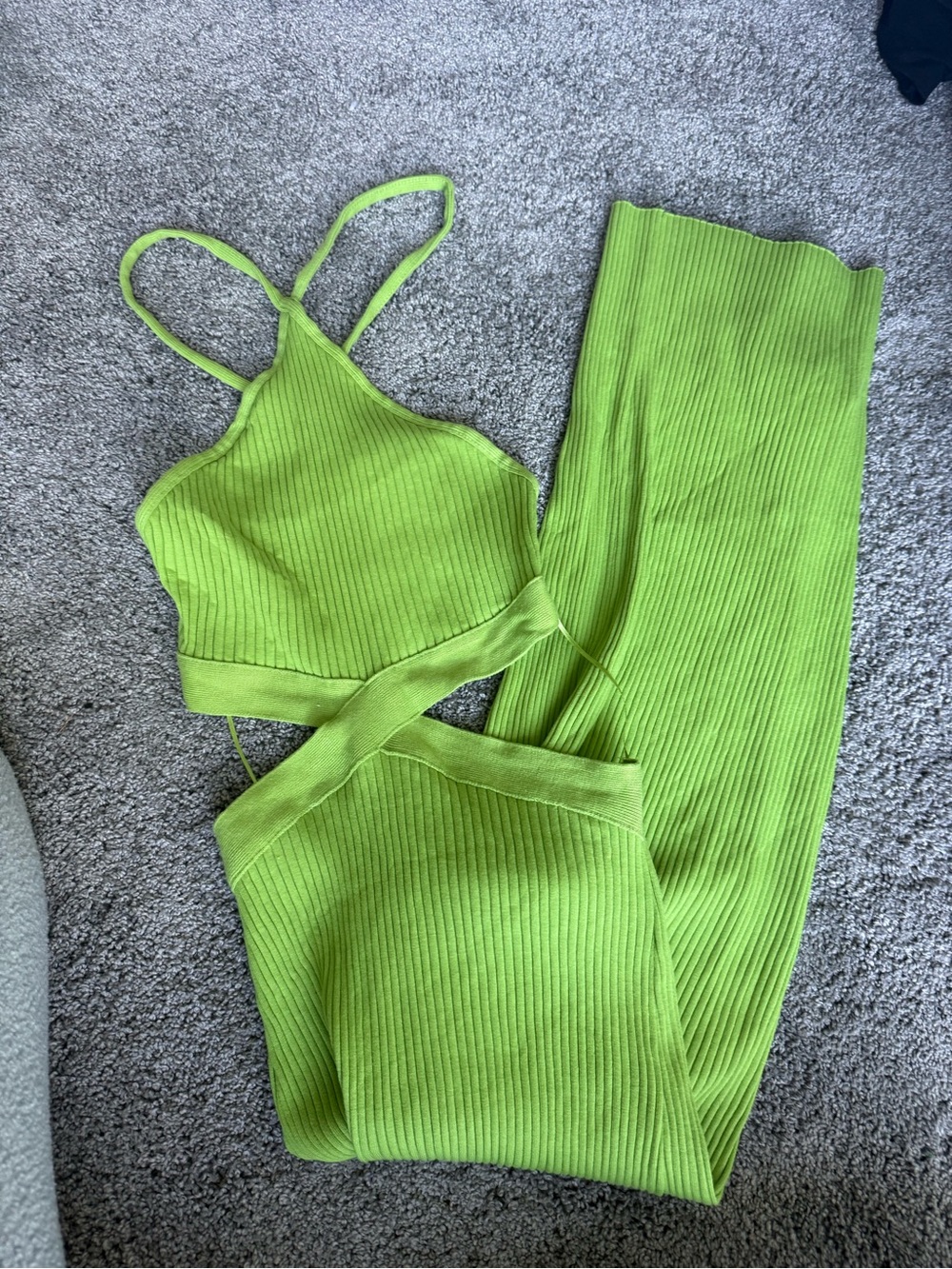 Zara Ribbed Dress in Vibrant Lime